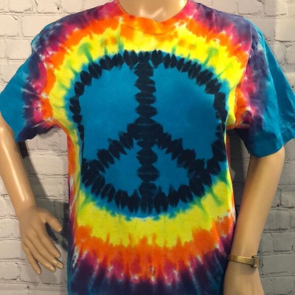 Flux Colorful Tie Dye Tee Shirt Peace Sign - Picture 2 of 9